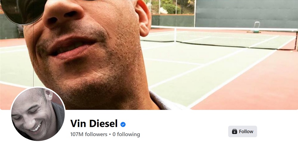 Vin Diesel - 107 Million Followers On Facebook