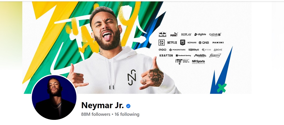 Neymar da Silva Santos Júnior - 88 Million FB Followers
