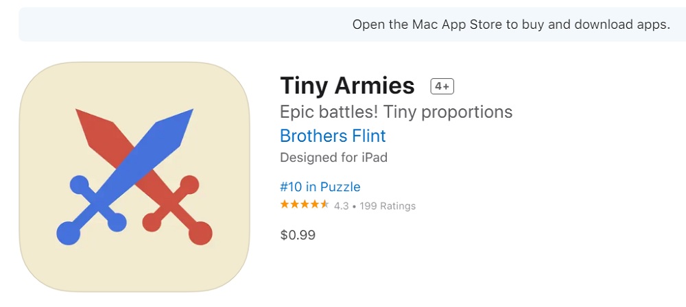 Tiny Armies The light game in the Apple Watch