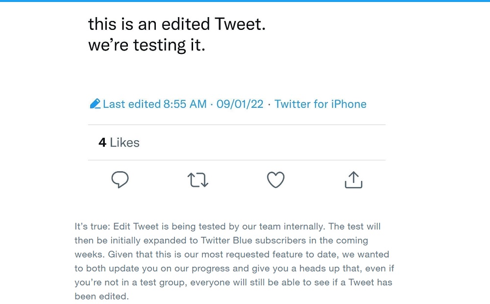 Twitter Testing Edit Tweet Feature For Twitter Blue Customers