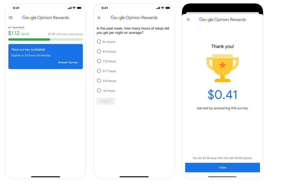 Google Opinion Rewards Partagez votre vote